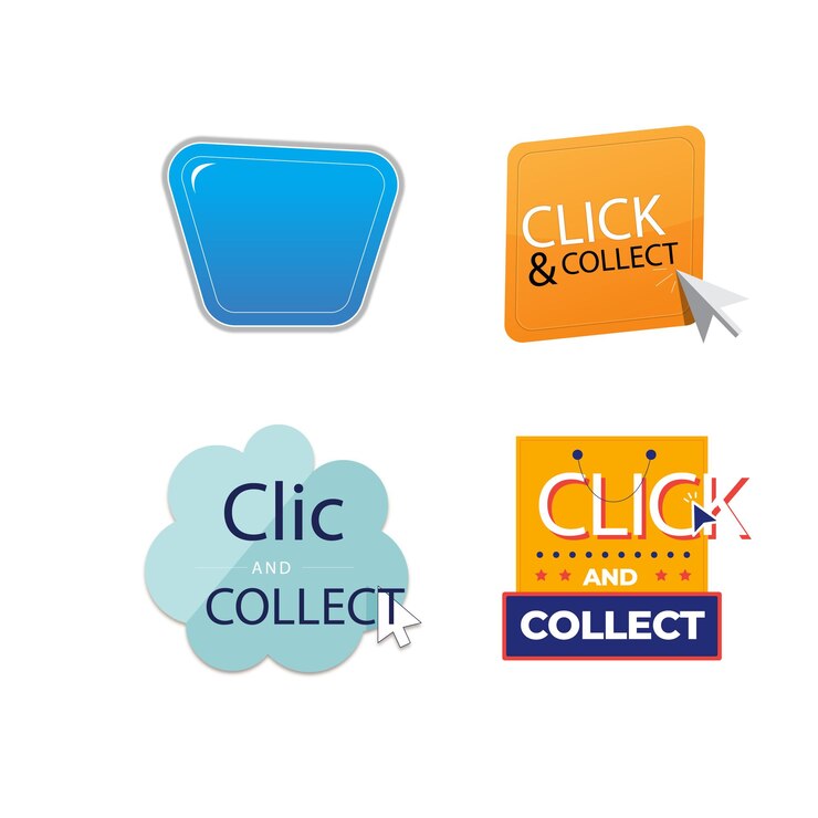Vector haga clic y recopile la imagen conceptual imagen de clipart aislada en fondo blanco