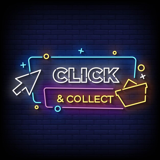 Haga clic y recopile el vector de texto de estilo de letreros de neón
