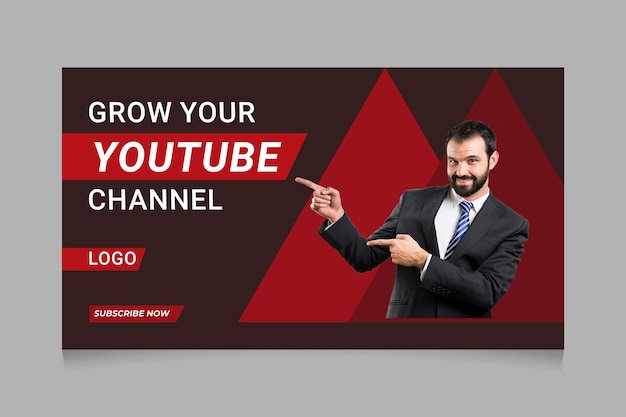 Haga crecer su negocio de canal de YouTube y diseño de plantilla de banner web