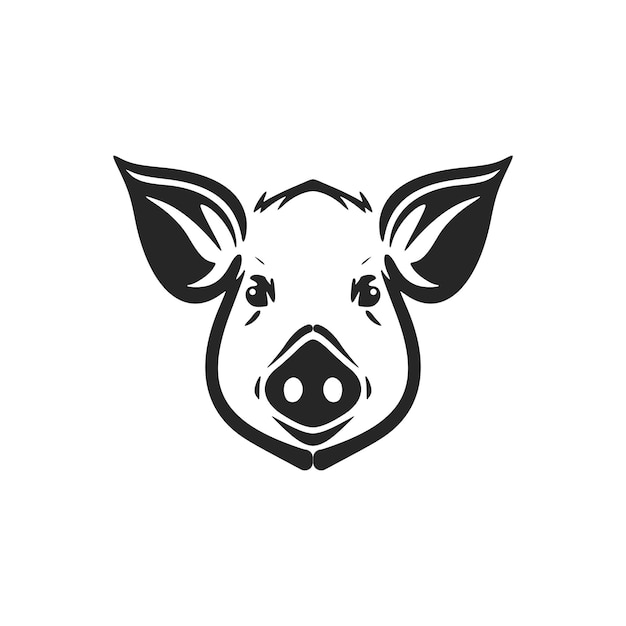 Haga que su marca se destaque con un elegante logotipo vectorial de cerdo en blanco y negro