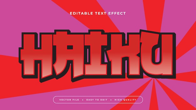 Haiku rojo y púrpura violeta 3d efecto de texto editable estilo de fuente Japón efecto de texto japonés