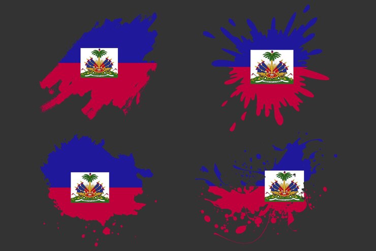 Vector haití bandera pincel splash vector set país logo activo pintura grunge ilustración concepto