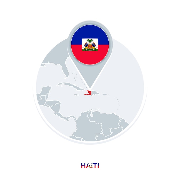 Haití mapa y bandera vector icono de mapa con Haití resaltado