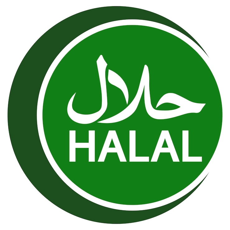 Vector halal logo emblema vector etiqueta de certificado de signo halal