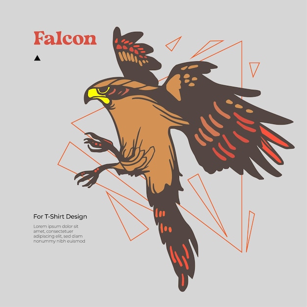 Halcón dibujado a mano para diseño de camisetas