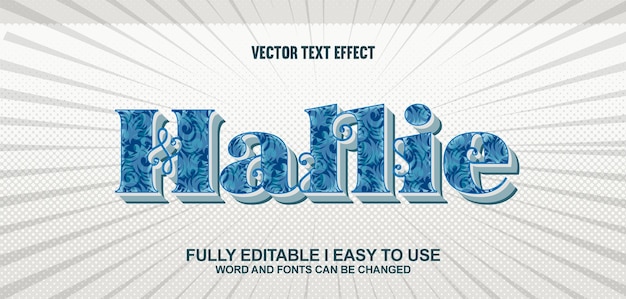 Hallie Efecto de texto vectorial 3D totalmente editable