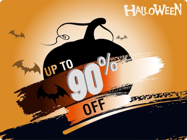 Halloween 90 por ciento de descuento en banner de venta Oferta de vacaciones descuento de otoño ilustración vectorial, promociones