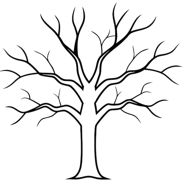 Halloween Árbol espeluznante Arte vectorial Color Line Art Amplificador Ilustración de silueta