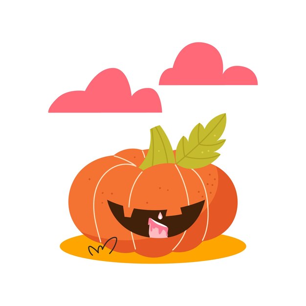 Halloween cabeza de calabaza linda calabaza con vela