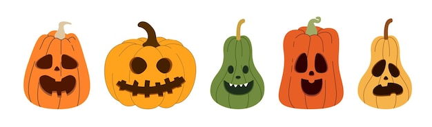 Halloween calabazas personajes clipart conjunto Calabaza Jack O caras personaje colección de arte clip