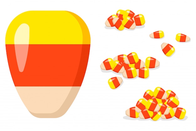 Halloween candy corn vector de dibujos animados conjunto aislado.