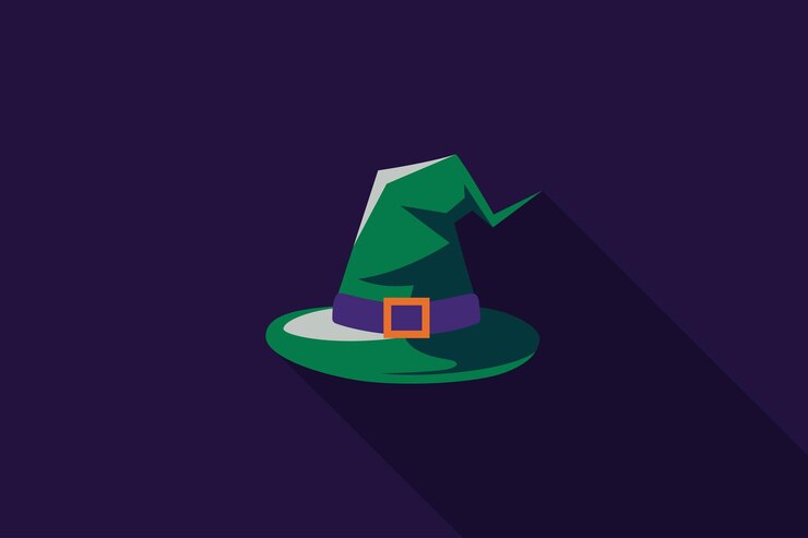 Halloween Cap Vector sombrero de bruja plano y relleno icono de Halloween