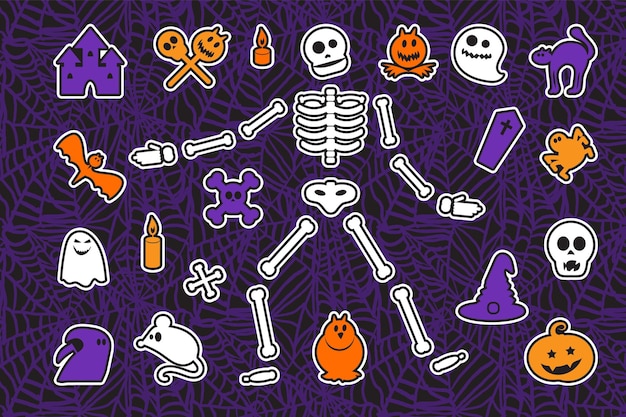 Vector halloween conjunto de pegatinas