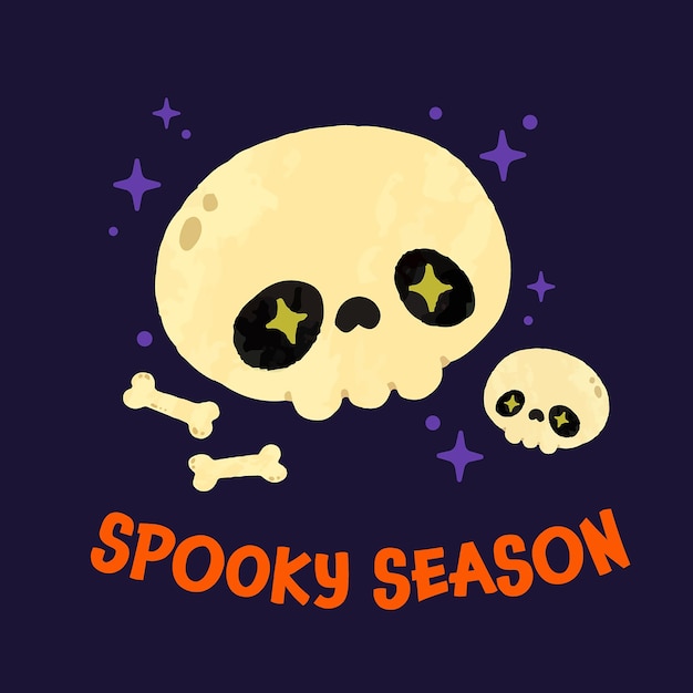 Halloween cráneo de temporada espeluznante dibujado a mano
