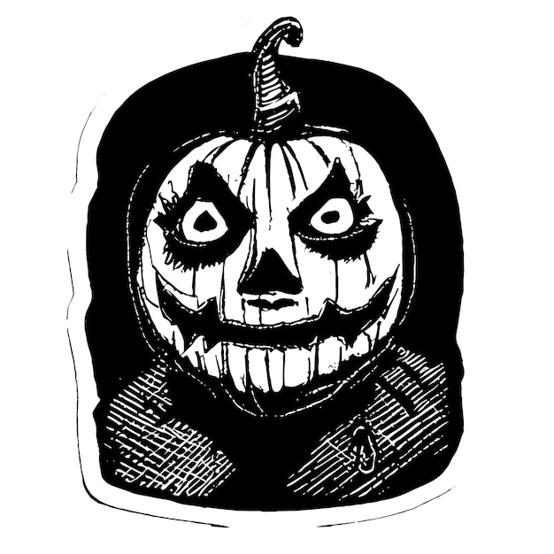 Halloween, el día más espeluznante, dibujado a mano, caricatura, pegatina, icono, concepto, aislado, ilustración