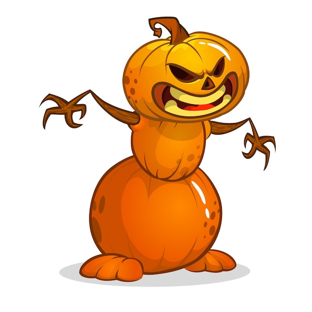 Halloween dibujos animados espantapájaros cabeza de calabaza Ilustración de Halloween
