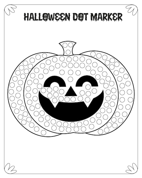 Halloween dot marker coloring pages para niños vector premium