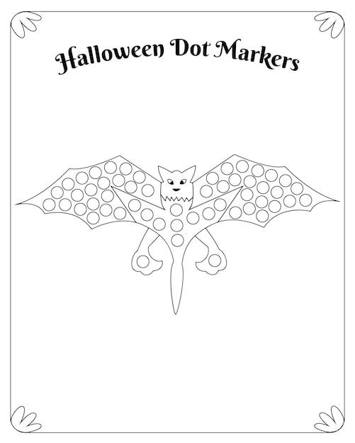 Halloween dot marker coloring pages para niños vector premium