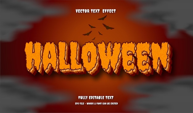 Vector halloween con efecto de texto editable de estilo moderno