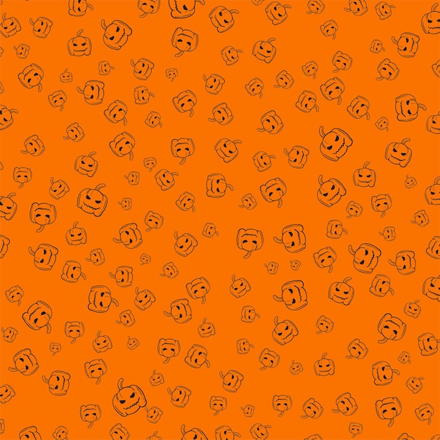 Halloween espeluznantes calabazas patrón garabateo de fondo Ilustración vectorial