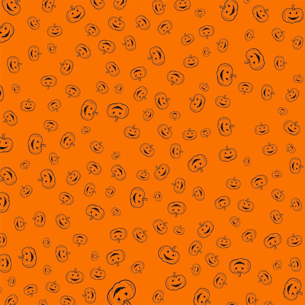 Halloween espeluznantes calabazas patrón garabateo de fondo Ilustración vectorial