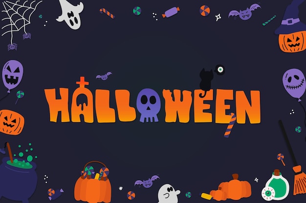 Halloween estacional con todos los personajes de calabazas fantasmas de halloween y elementos de halloween