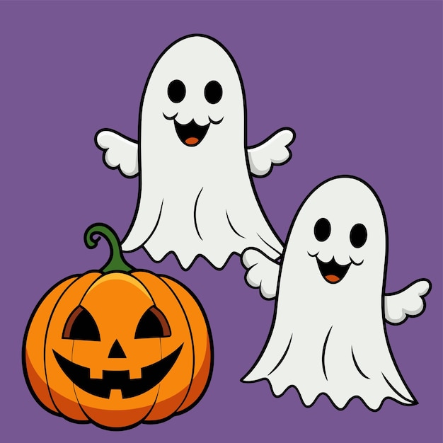 Halloween fantasma espeluznante dibujado a mano mascota personaje de dibujos animados pegatina icono concepto aislado