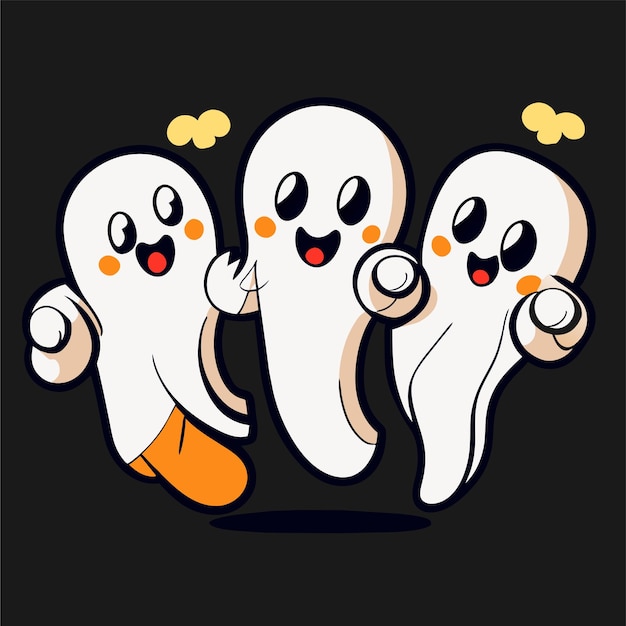 Vector halloween fantasmas aterradores espeluznantes dibujados a mano planos estilosos pegatinas de dibujos animados icono concepto aislado