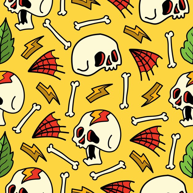 halloween, garabato, caricatura, seamless, patrón, diseño