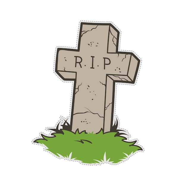 Vector halloween grave cementerio doodle parche la pegatina.
