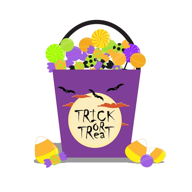 Vector halloween ilustración con halloween candies cubo adecuado para la tarjeta de halloween