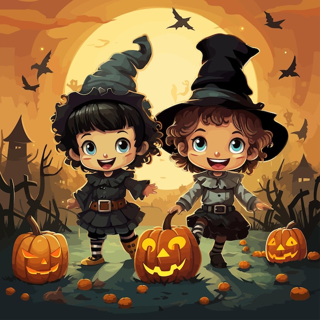 Vector halloween_niños_vector_ilustrado.