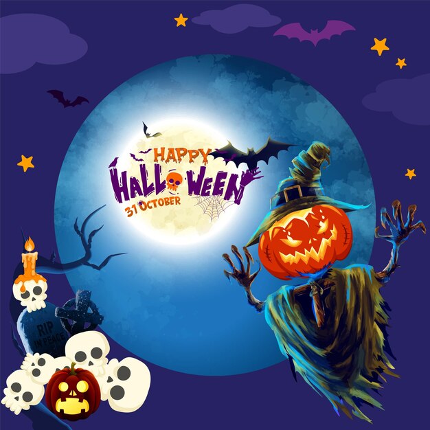 Halloween noche calabaza fantasma elementos vector recurso