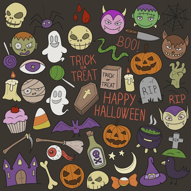 Halloween party holidays doodle clip art