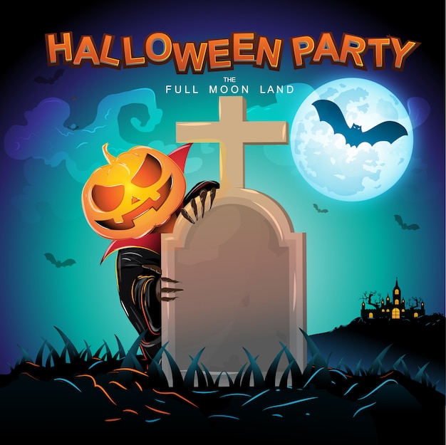 Halloween party vector concept full moon land