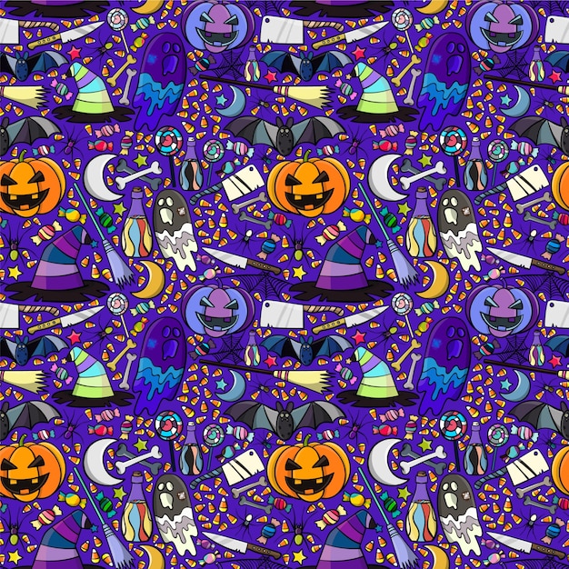 Halloween patrón transparente. mano abstracta dibujado vector de fondo.