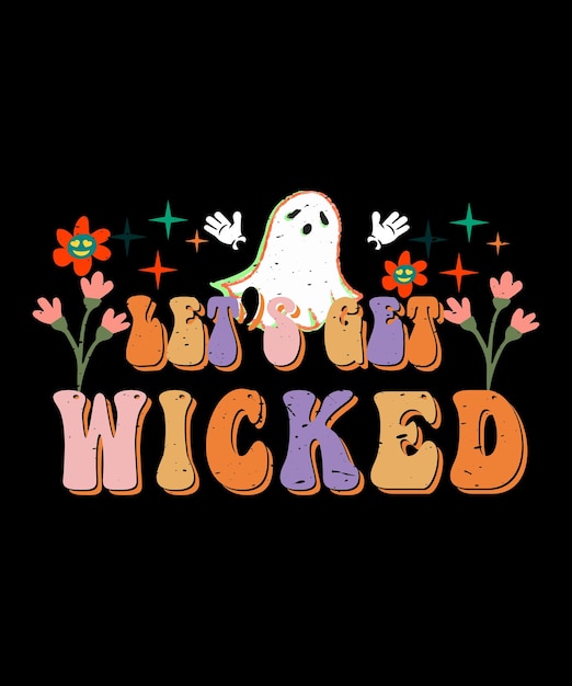 Halloween retro SVG Groovy style, vintage groovy, diseño de camiseta con forma de tipografía Vector Premium
