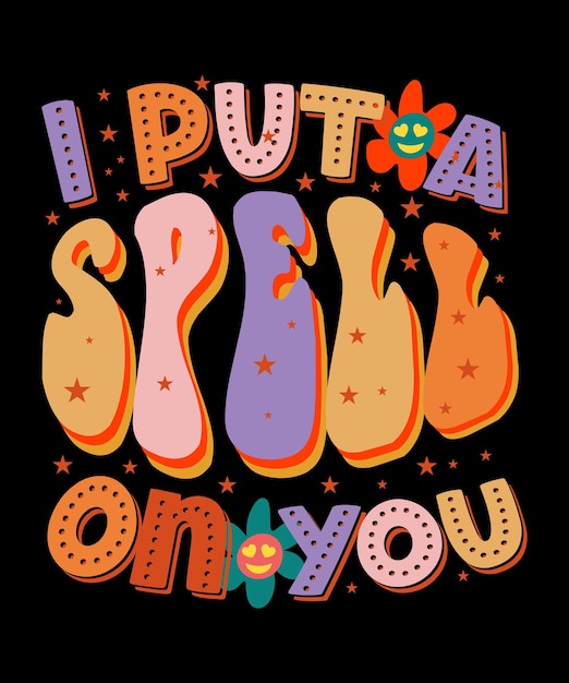 Halloween retro SVG Groovy style, vintage groovy, diseño de camiseta con forma de tipografía Vector Premium
