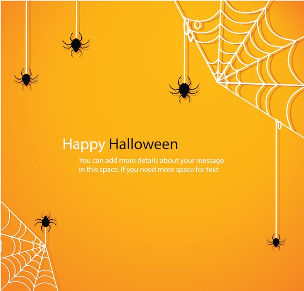 Halloween con vector de fondo amarillo de tela de araña