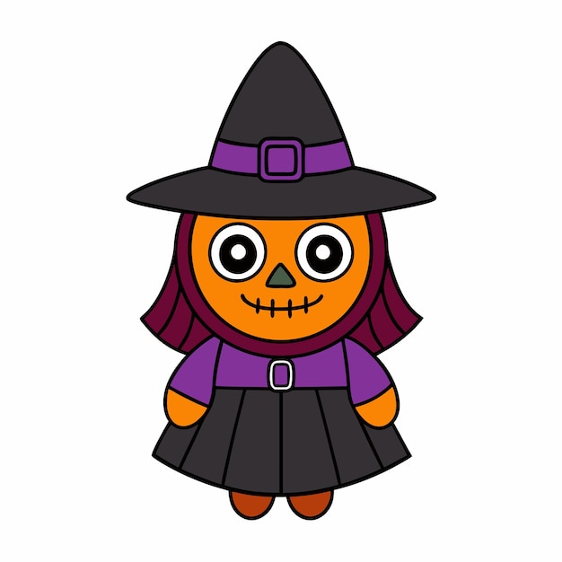 Halloween Witch Vector de dibujos animados Elementos de terror espeluznantes Icono del logotipo