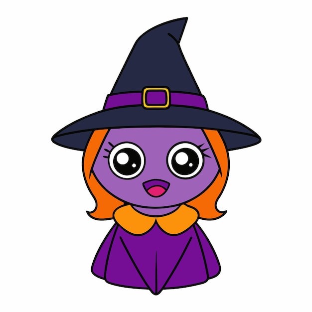 Halloween Witch Vector de dibujos animados Elementos de terror espeluznantes Icono del logotipo