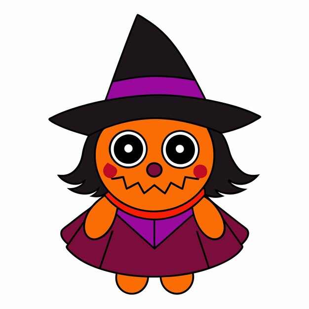 Halloween Witch Vector de dibujos animados Elementos de terror espeluznantes Icono del logotipo