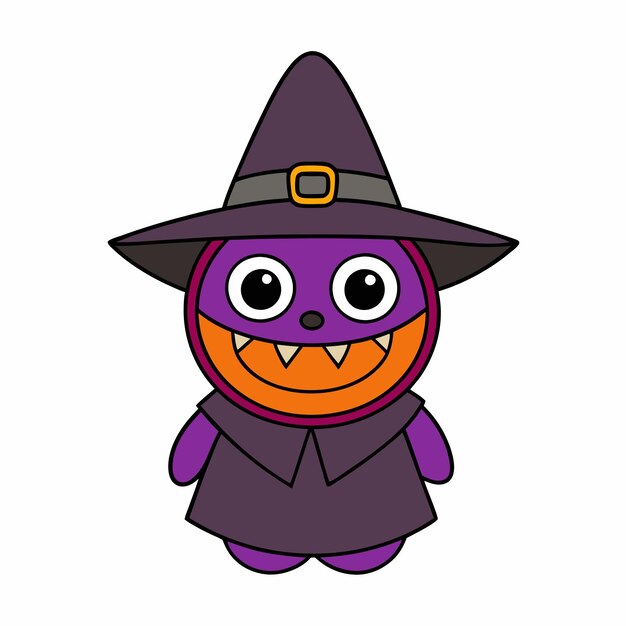Halloween Witch Vector de dibujos animados Elementos de terror espeluznantes Icono del logotipo