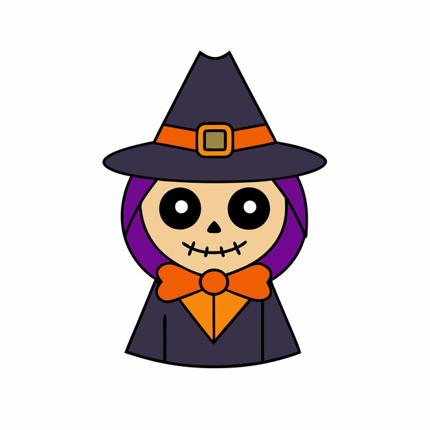 Halloween Witch Vector de dibujos animados Elementos de terror espeluznantes Icono del logotipo