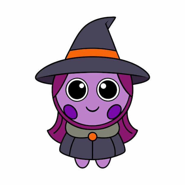 Halloween Witch Vector de dibujos animados Elementos de terror espeluznantes Icono del logotipo