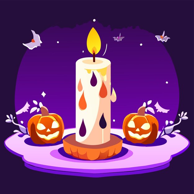 Vector halloween yankee candle party dibujado a mano plano elegante pegatina de dibujos animados concepto de icono aislado