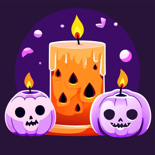 Vector halloween yankee candle party dibujado a mano plano elegante pegatina de dibujos animados concepto de icono aislado