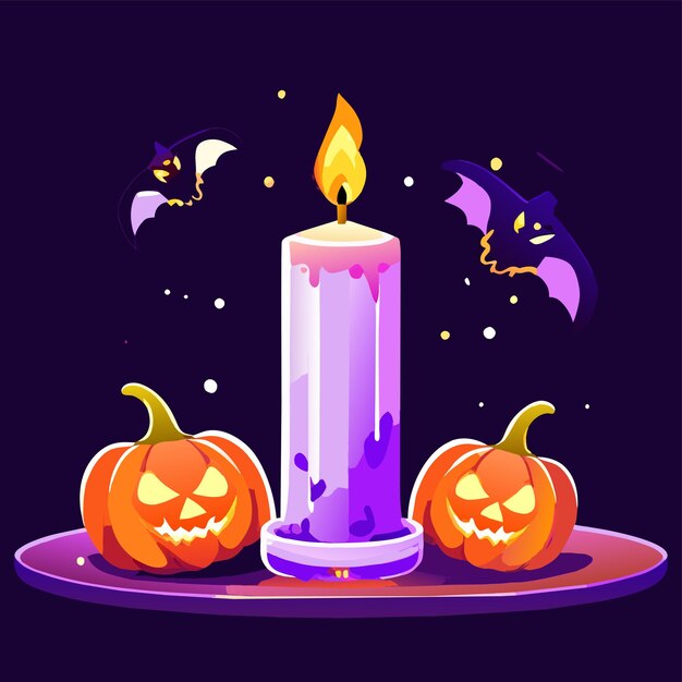 Vector halloween yankee candle party dibujado a mano plano elegante pegatina de dibujos animados concepto de icono aislado