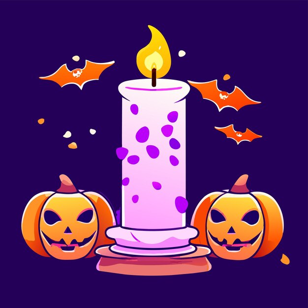 Vector halloween yankee candle party dibujado a mano plano elegante pegatina de dibujos animados concepto de icono aislado