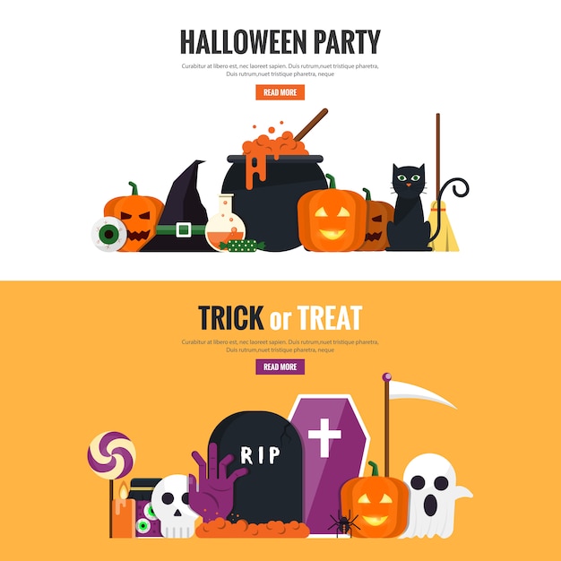 Hallowen flat design banners 2